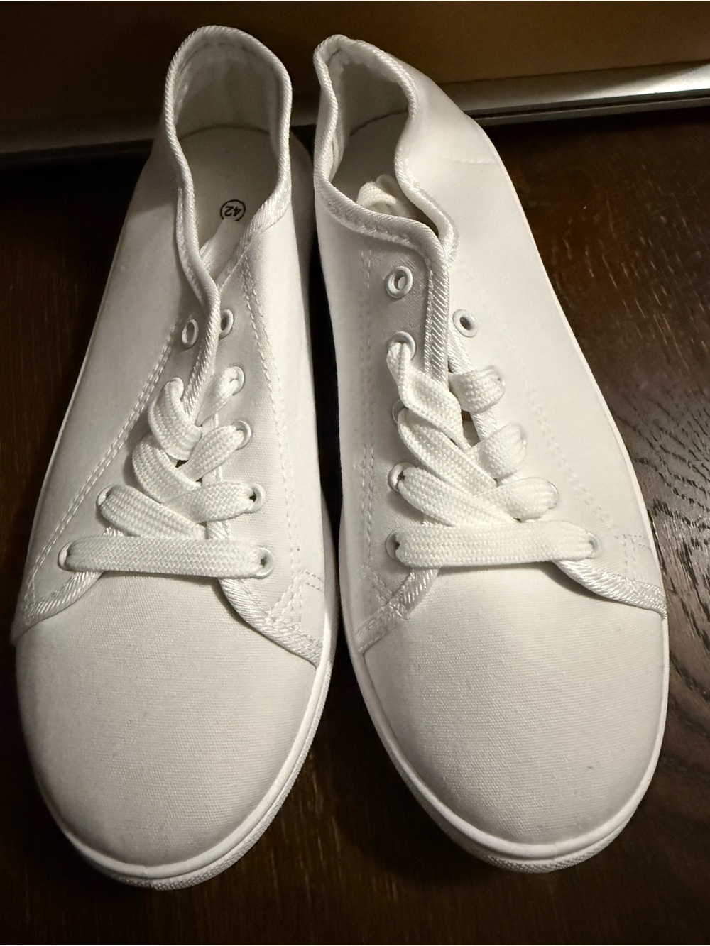 Women’s White Canvas Lace-Up Sneakers - Casual Everyday Style
